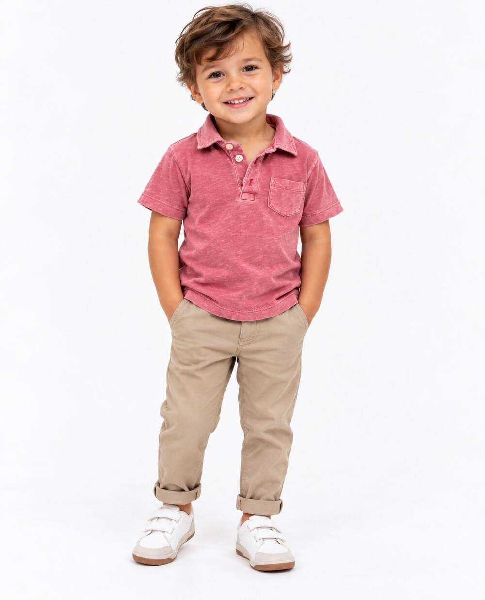 Crewcuts Boys Washed Red Short Sleeve Polo Shirt - Size 3
